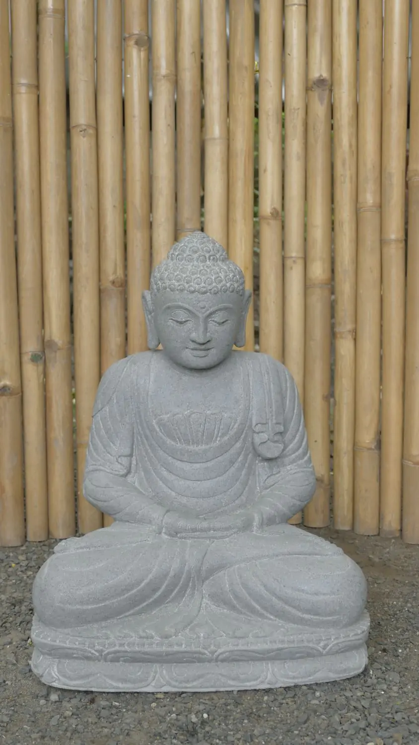  Product image 2 of the product “Seated Buddha made of Riverstone in Dhyana position - gesture of meditation, 59cm height, natural ”