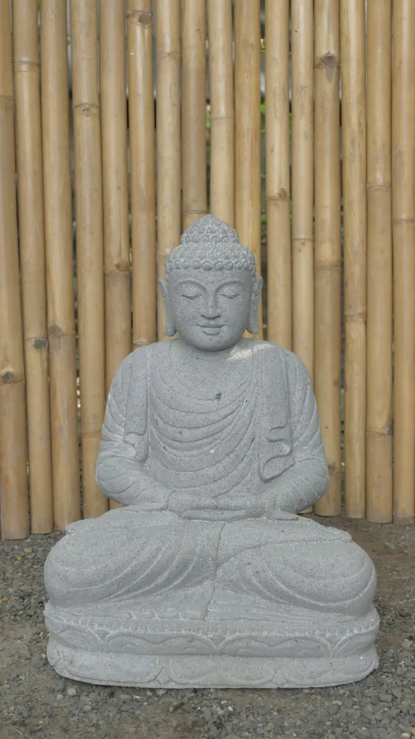 Product image 2 of the product “Seated Buddha made of Riverstone in Dhyana position - gesture of meditation, 58cm height, natural ”