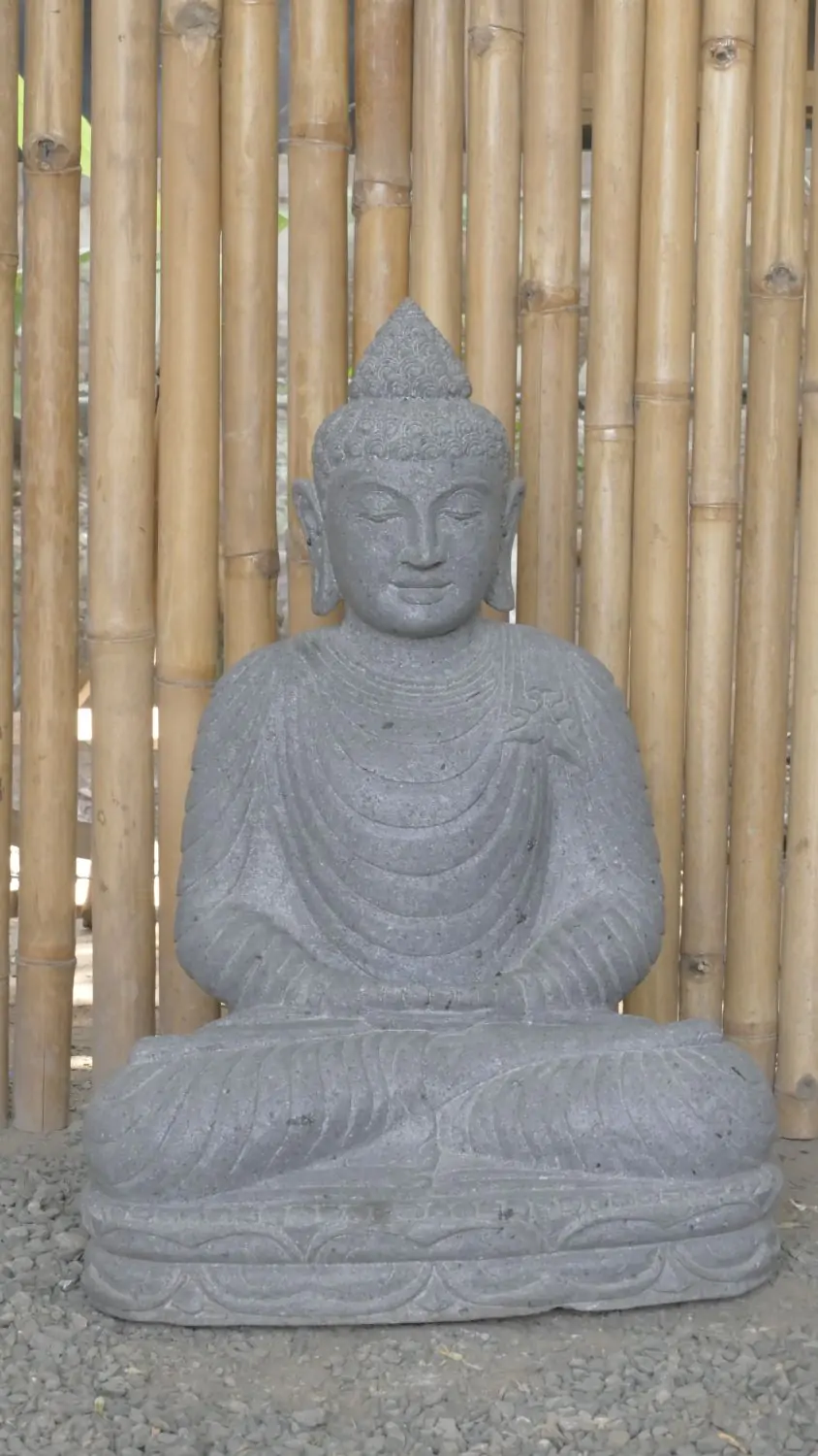  Product image 2 of the product “Seated Buddha made of Riverstone in Dhyana position - gesture of meditation, 63cm height, natural ”