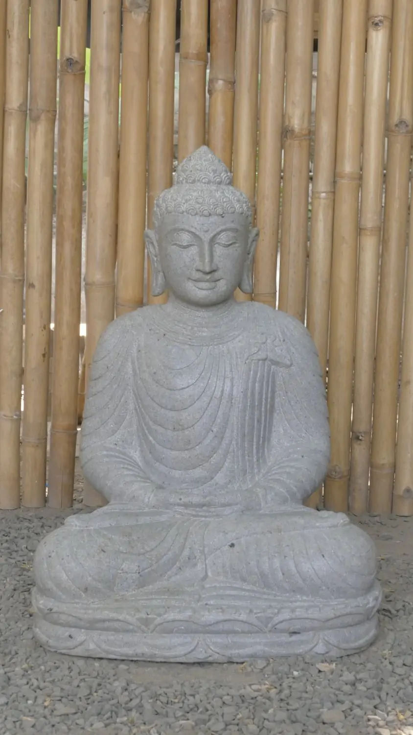  Product image 2 of the product “Seated Buddha made of Riverstone in Dhyana position - gesture of meditation, 62cm height, natural ”