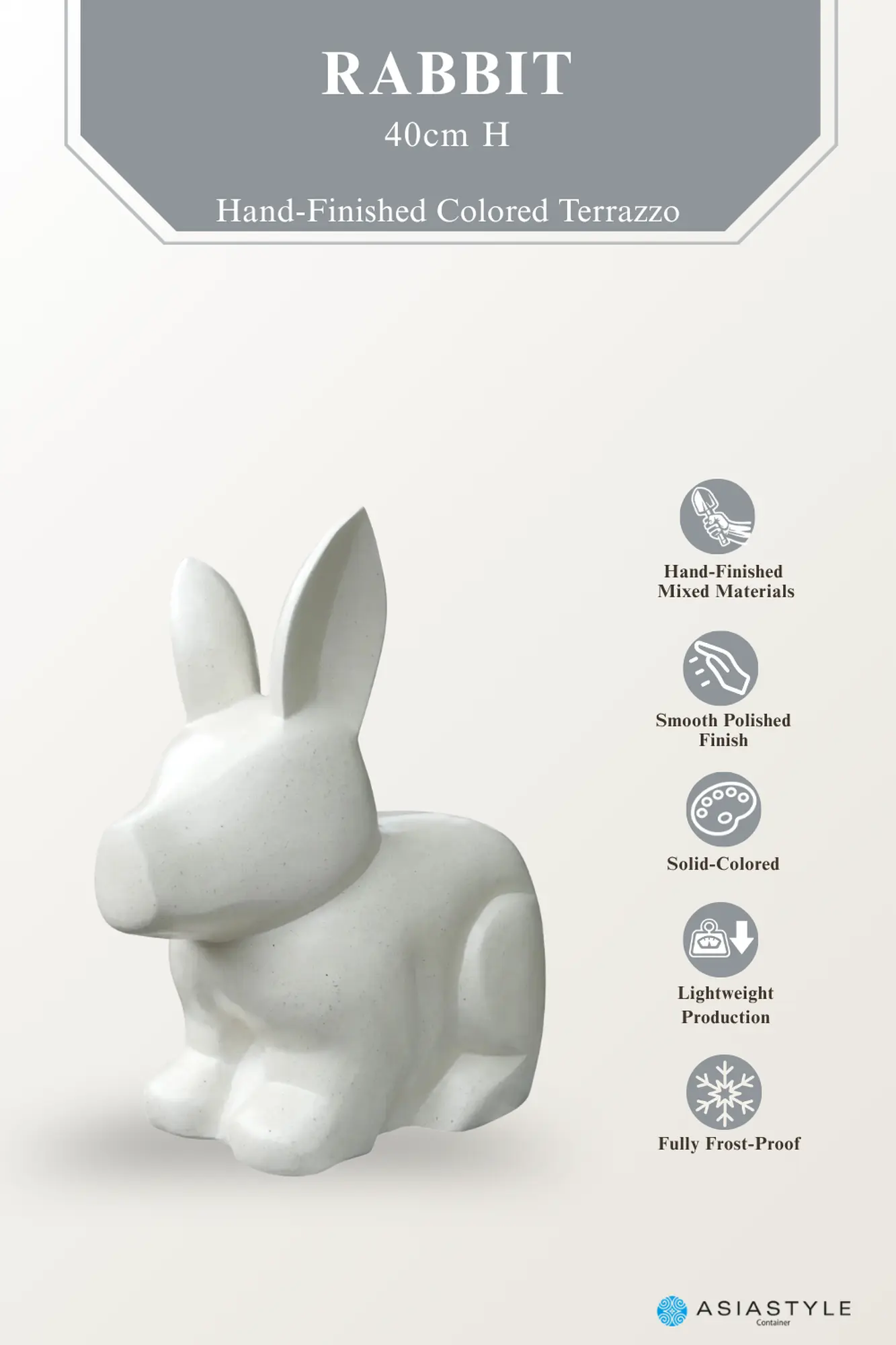  Product image 2 of the product “Rabbit, 40cm Height | Terazzo, White color ”