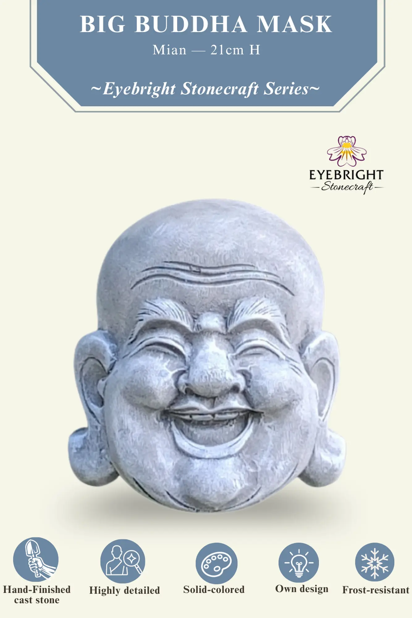  Product image 3 of the product “Mian - Big Buddha mask, 21cm H | cast stone ”