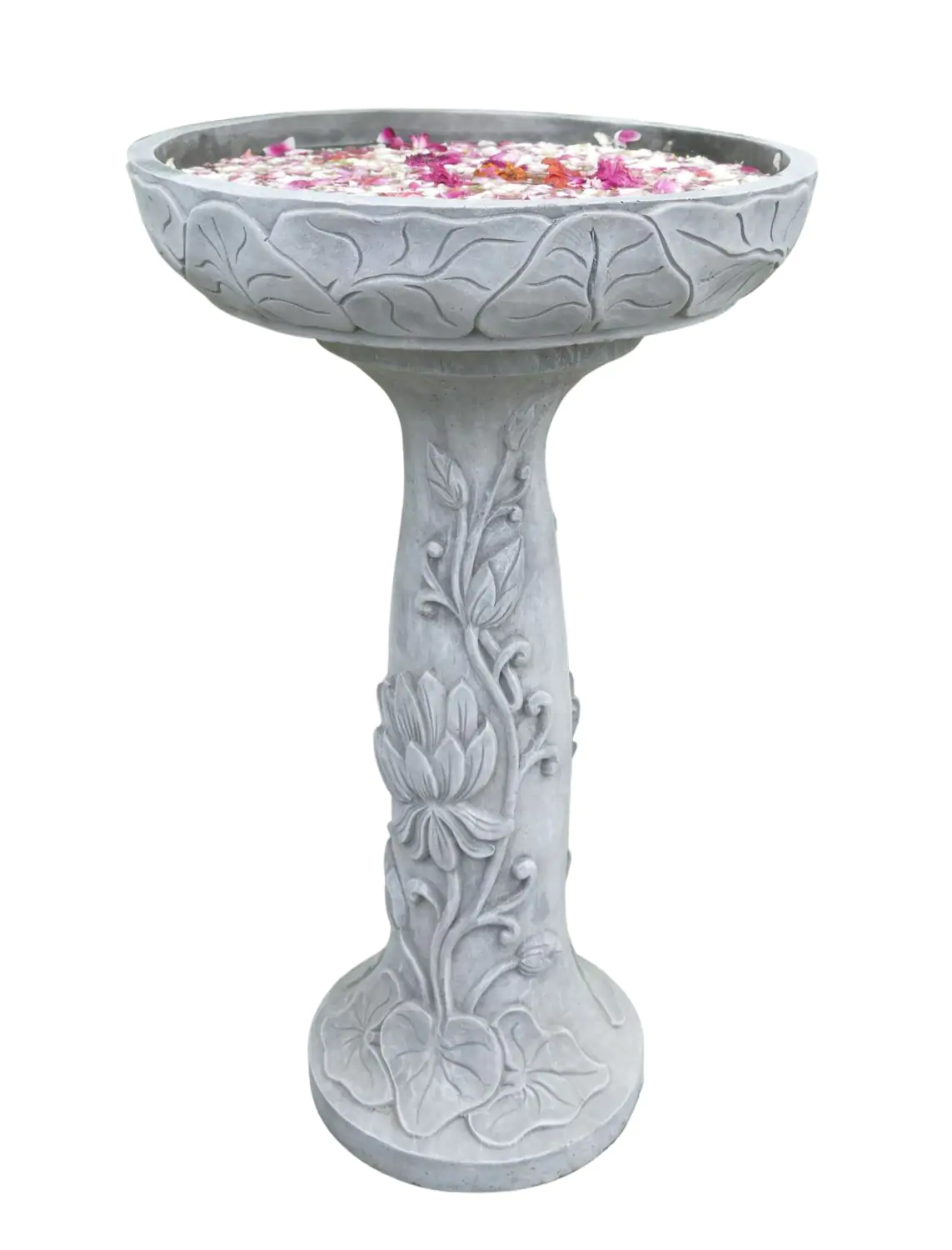  Product image 3 of the product “Set Ayutthaya – Bird Bath | 81 cm Height, Ø Bowl 50 cm | Casted Stone ”
