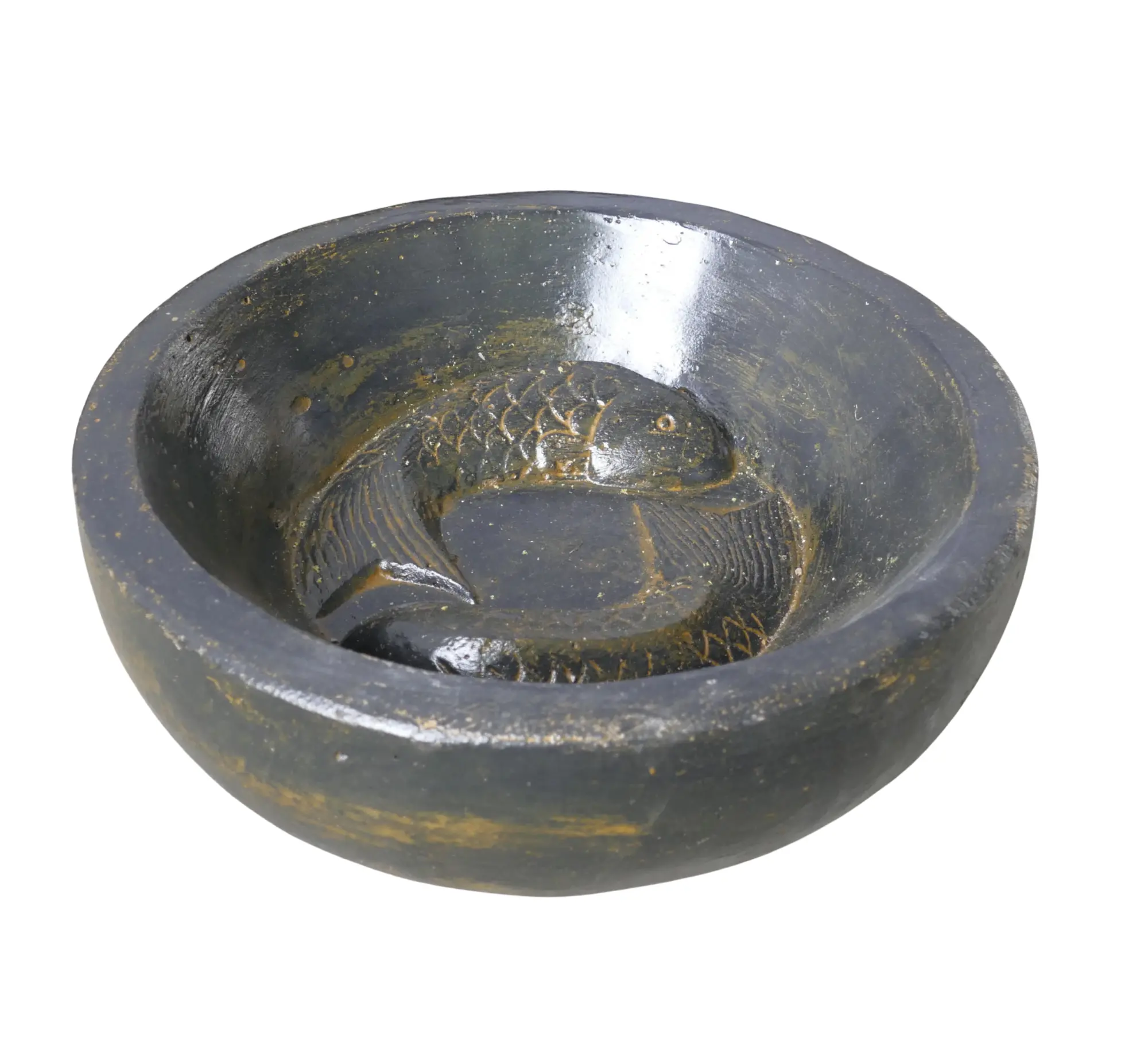  Product image 3 of the product “Bowl 2 fish, 36cm Ø | GRC (Glassfibre Reinforced Concrete), Copper Finish ”