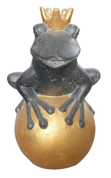  Product image 3 of the product “Frog Prince sitting on ball, approx. 50cm height, cast stone, hollow, handcrafted & coloured ”