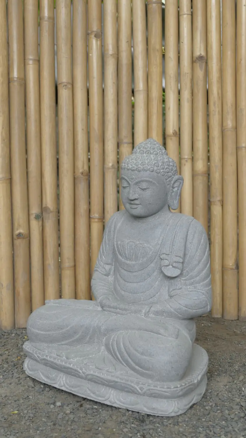  Product image 3 of the product “Seated Buddha made of Riverstone in Dhyana position - gesture of meditation, 59cm height, natural ”