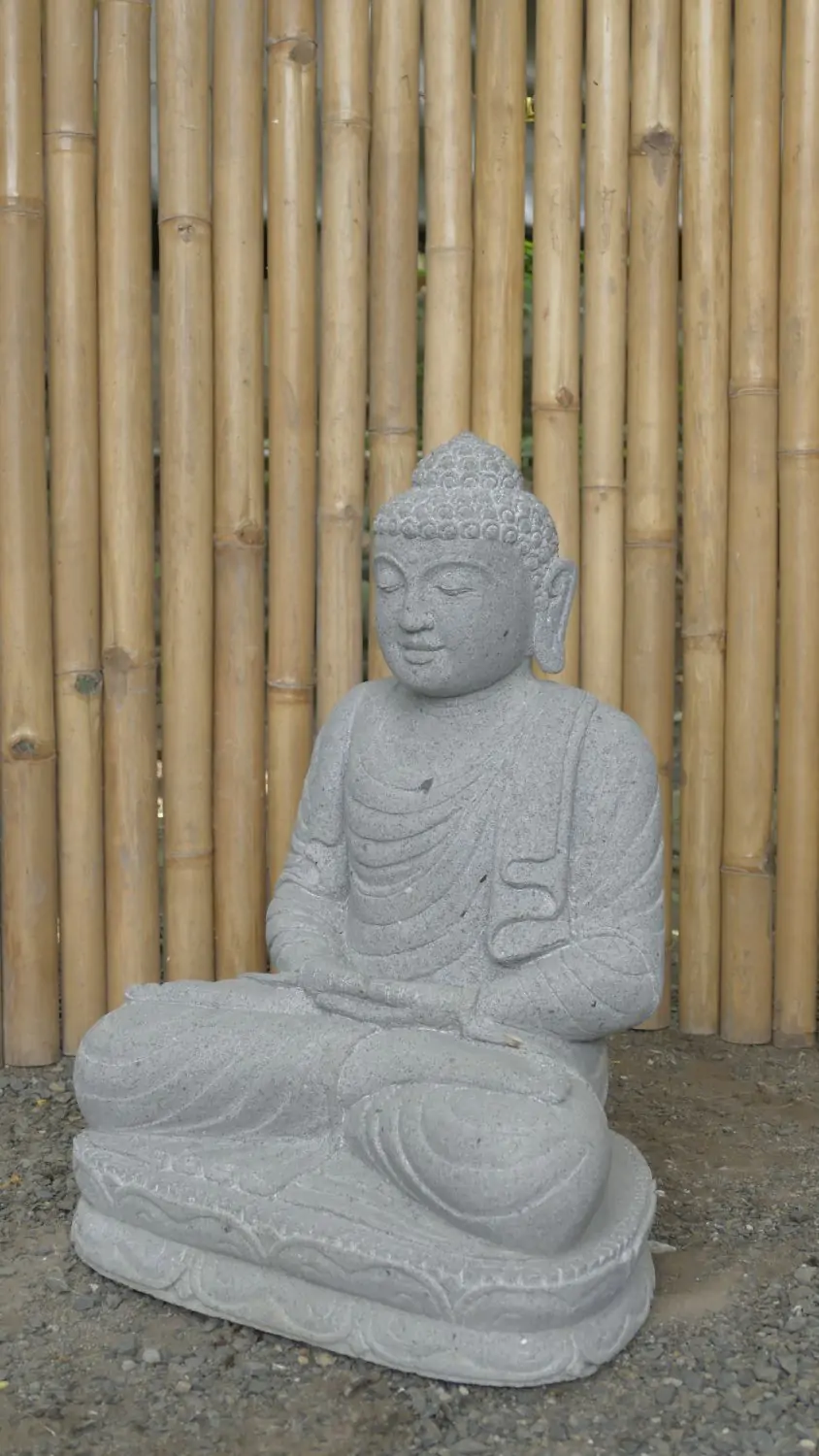  Product image 3 of the product “Seated Buddha made of Riverstone in Dhyana position - gesture of meditation, 58cm height, natural ”