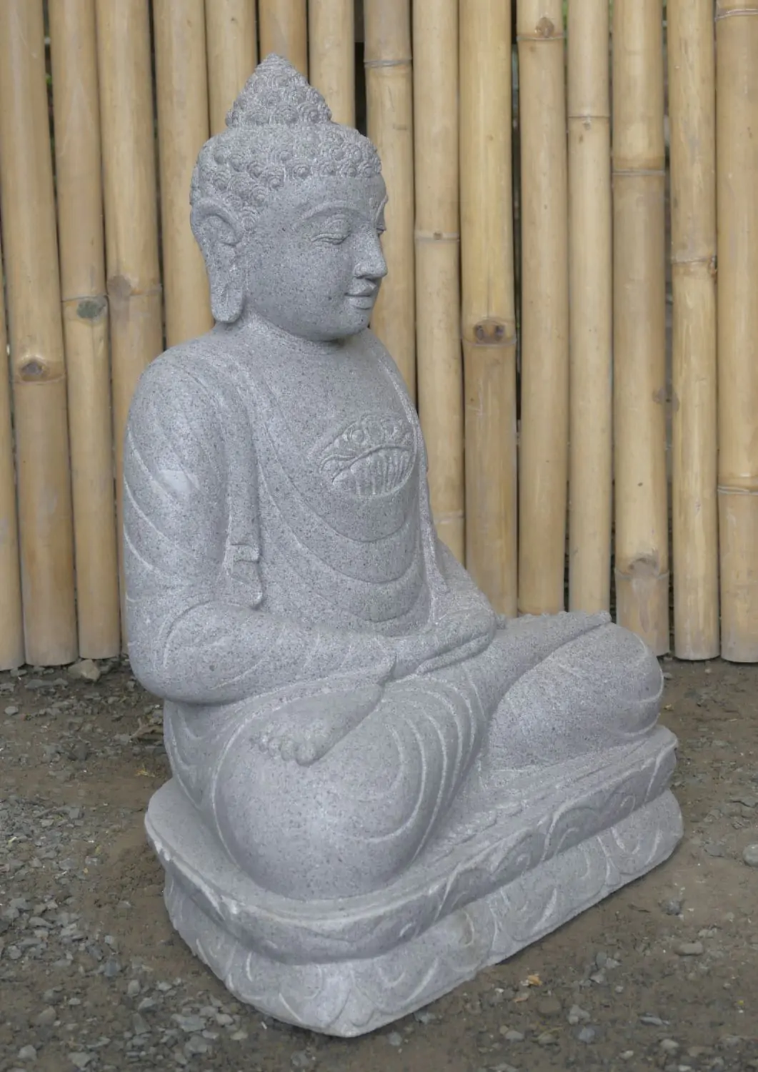  Product image 3 of the product “Seated Buddha made of Riverstone in Dhyana position - gesture of meditation, H.62 cm, natural. ”