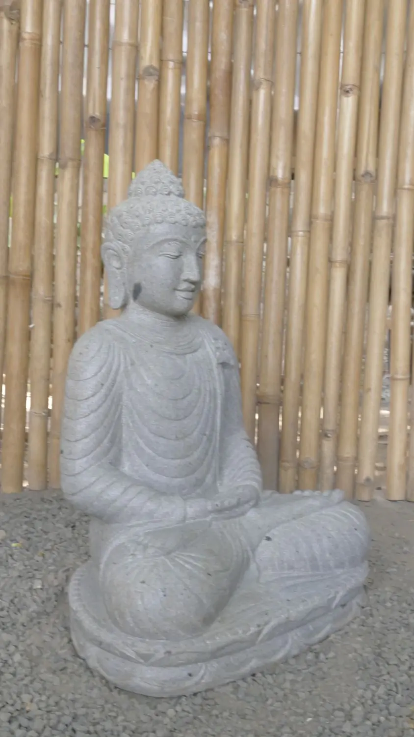  Product image 3 of the product “Seated Buddha made of Riverstone in Dhyana position - gesture of meditation, 62cm height, natural ”