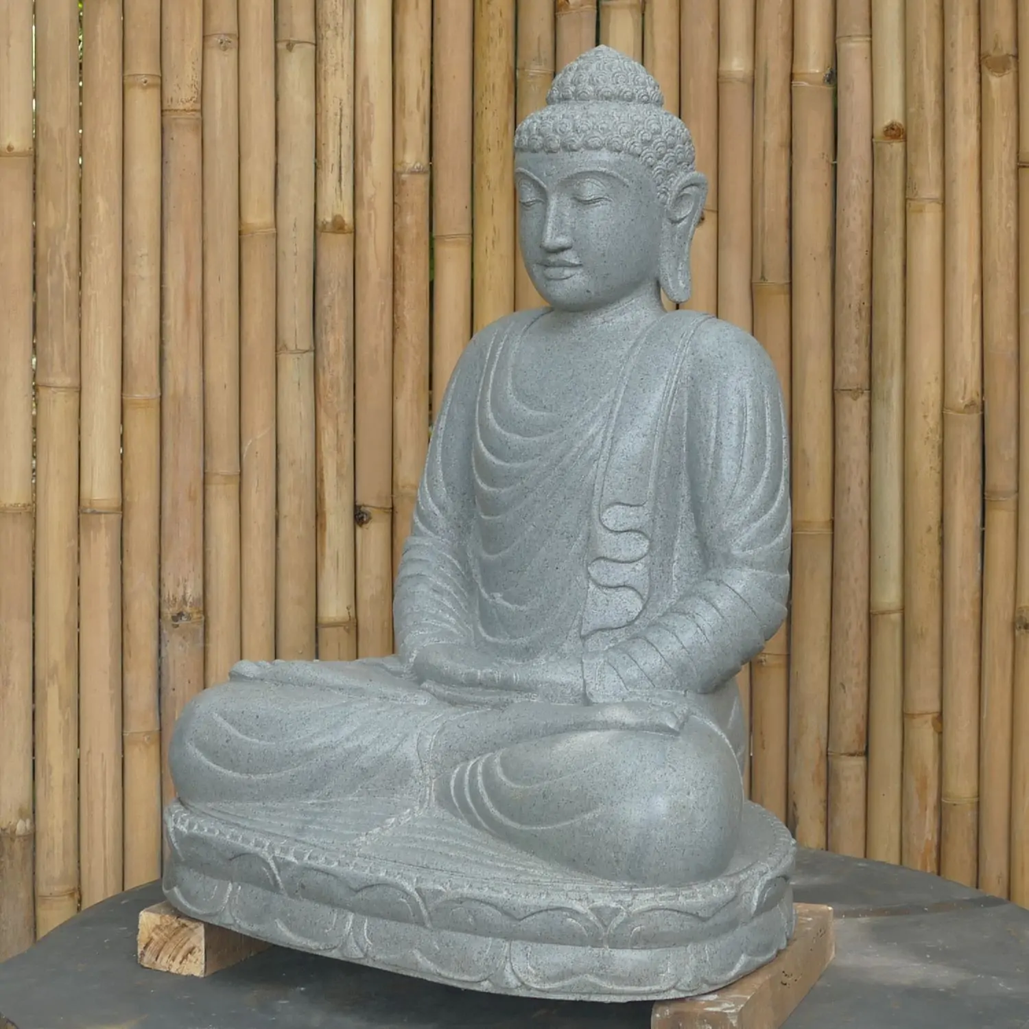  Product image 3 of the product “Seated Buddha made of Riverstone in Dhyana position - gesture of meditation, H. 80cm. ”