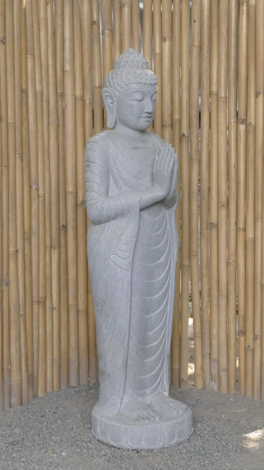  Product image 3 of the product “Standing Buddha made of Riverstone, position Namaskara , H. 150cm. ”