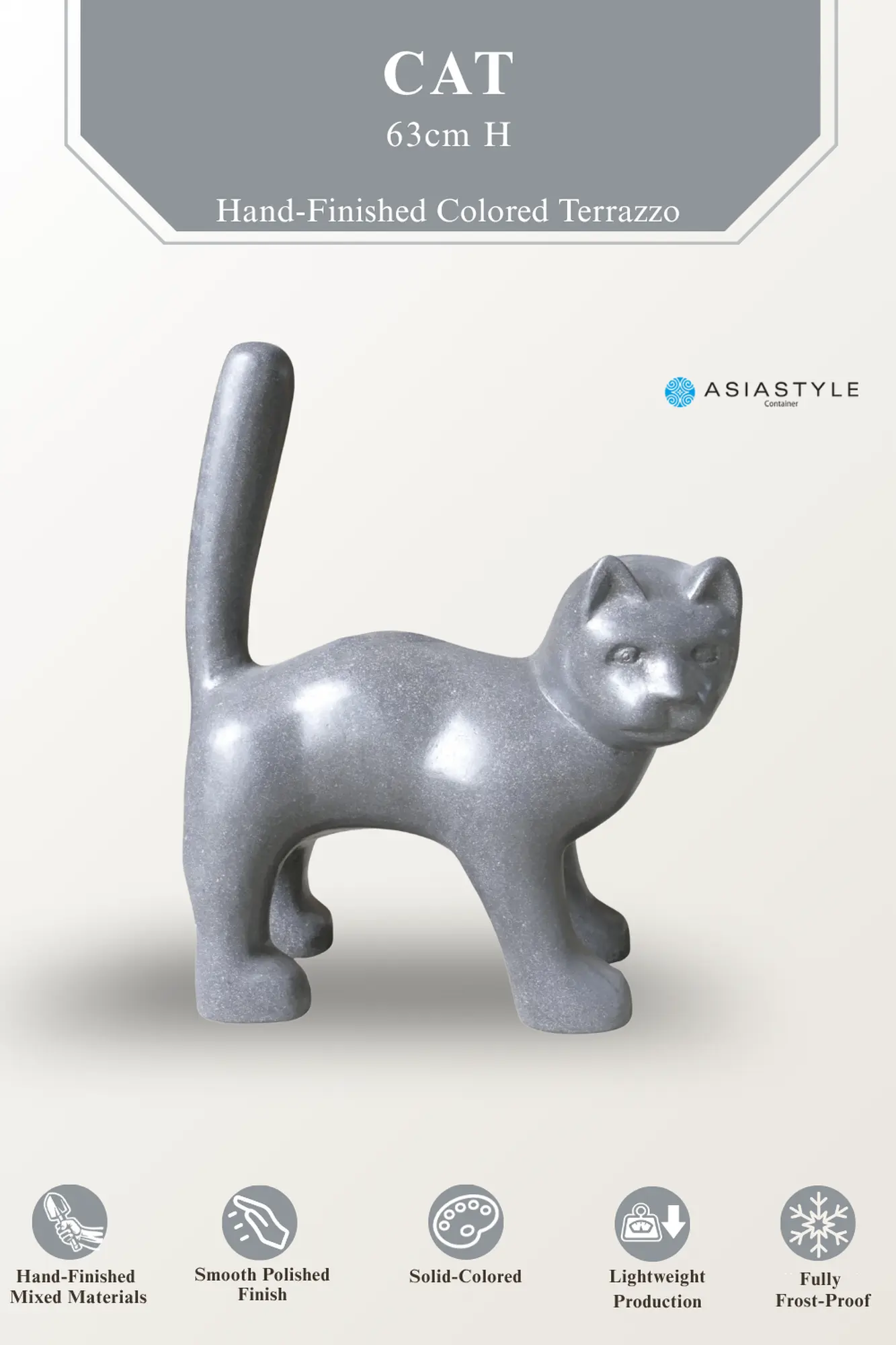  Product image 3 of the product “Cat, 63cm Height | Terazzo, Black color ”