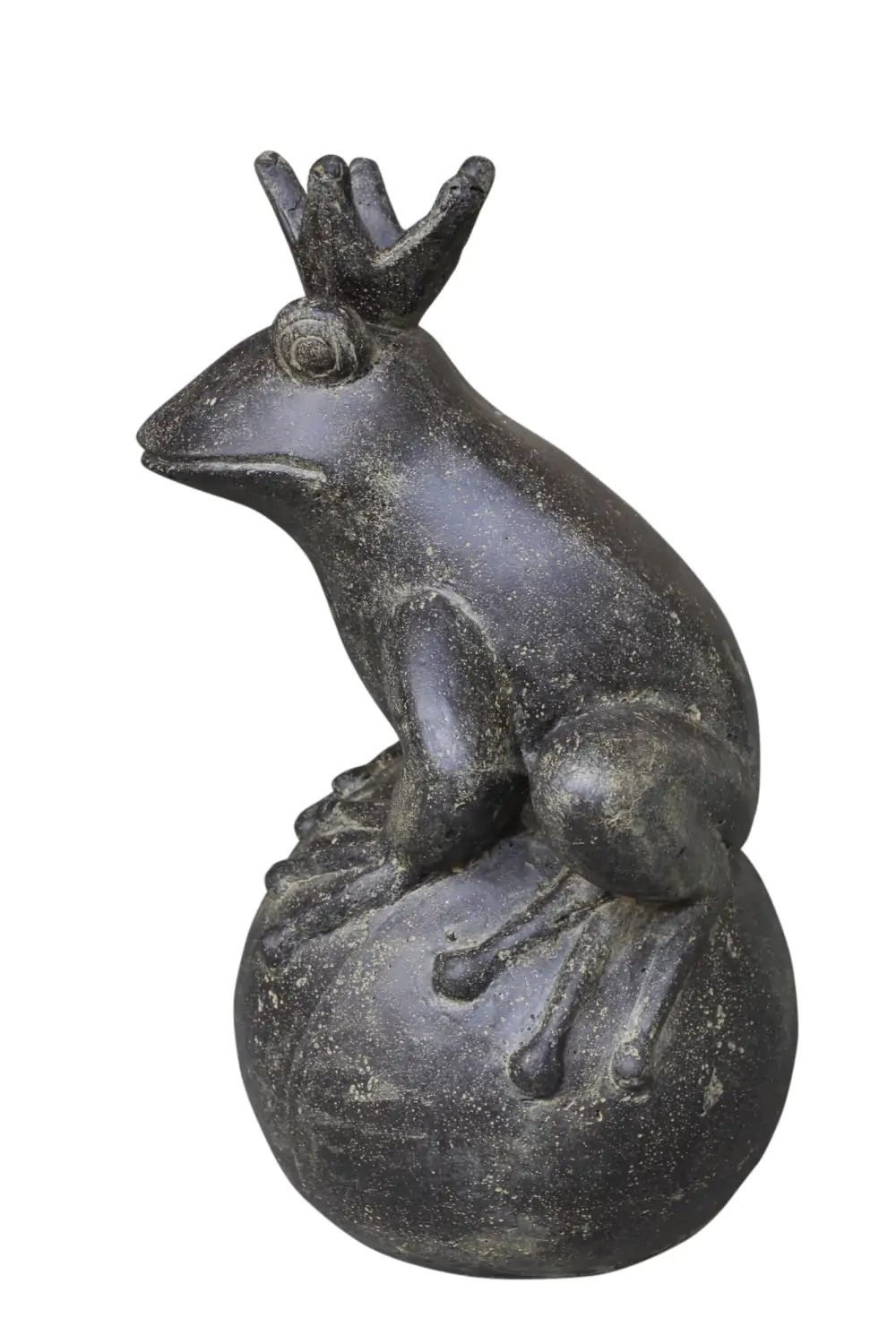  Product image 4 of the product “Frog Prince sitting on ball, approx. 70cm height, cast stone, hollow, handcrafted & coloured ”