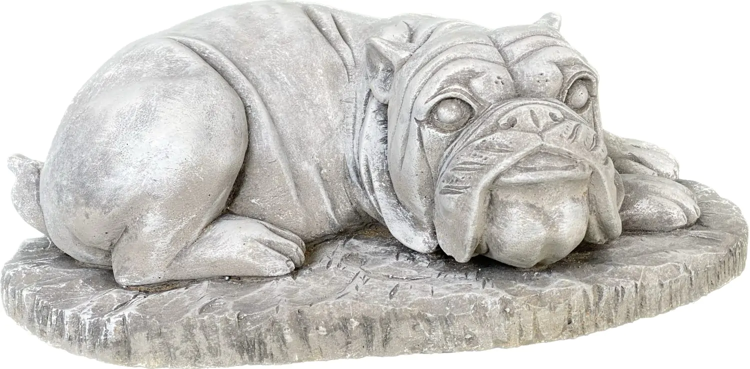  Product image 4 of the product “Spike -Small bulldog lying on Base, 38cm L | cast stone ”