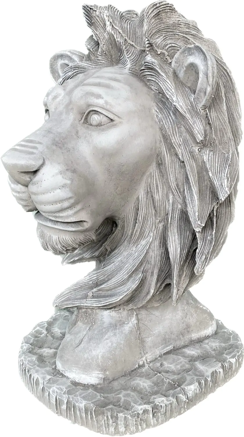  Product image 4 of the product “Cormac - Lion's head on pedestal, 45cm H | cast stone ”