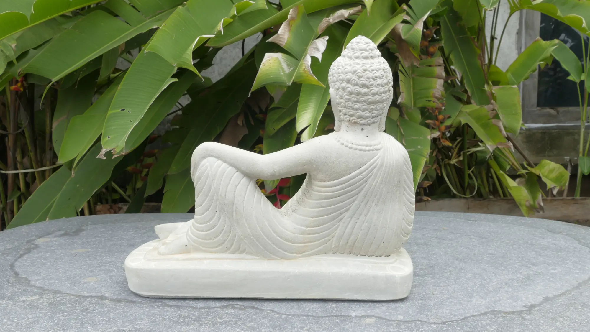  Product image 4 of the product “Half Reclining Buddha, India, 31 cm height, cast stone, handcrafted & coloured ”