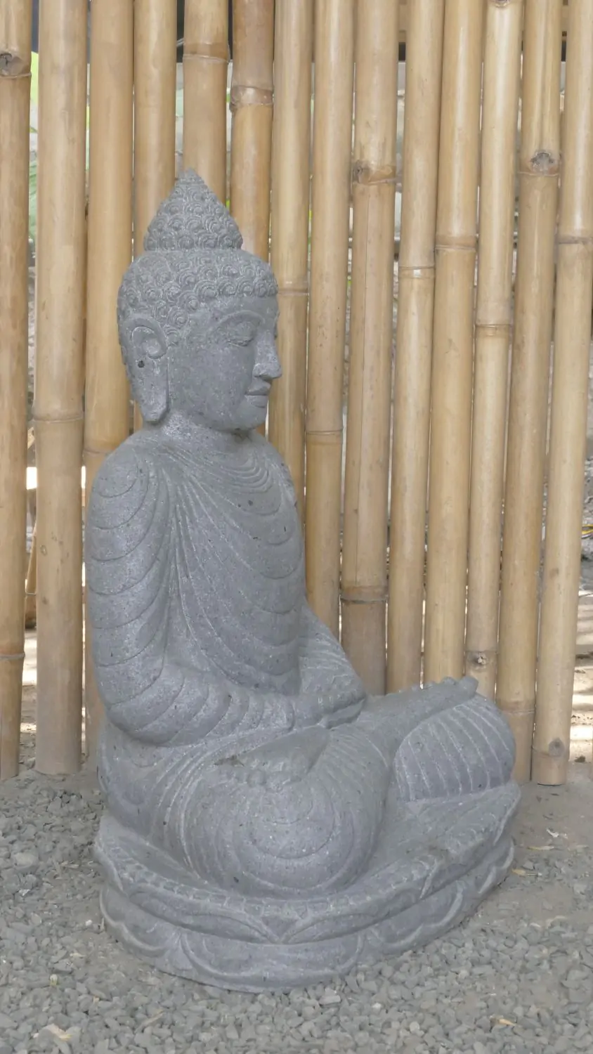  Product image 4 of the product “Seated Buddha made of Riverstone in Dhyana position - gesture of meditation, 63cm height, natural ”