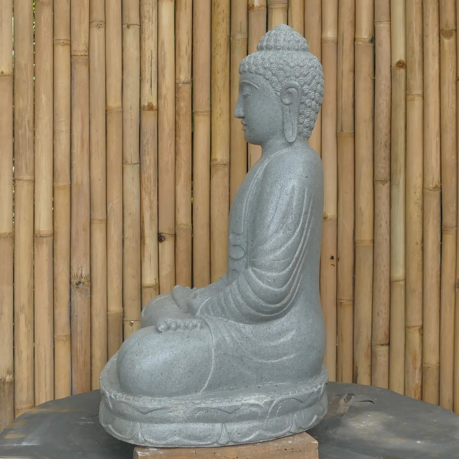  Product image 4 of the product “Seated Buddha made of Riverstone in Dhyana position - gesture of meditation, H. 80cm. ”