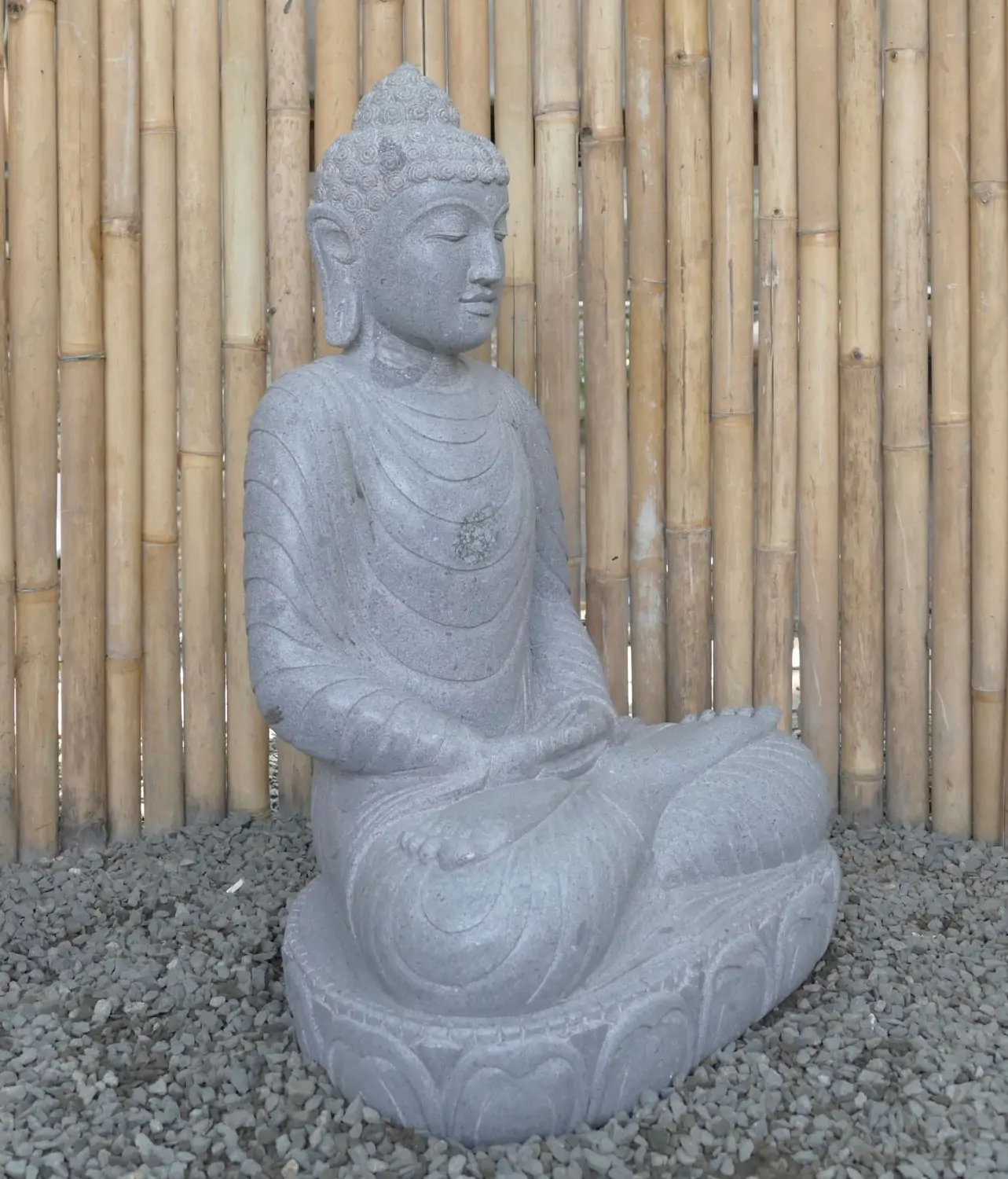  Product image 4 of the product “Seated Buddha made of Riverstone in Dhyana position - gesture of meditation, H. 81cm. ”