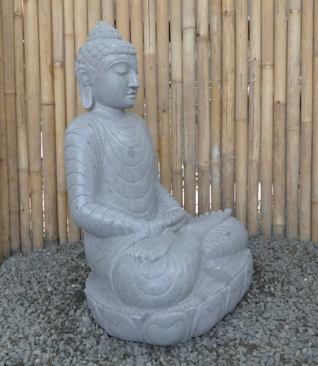  Product image 4 of the product “Seated Buddha made of Riverstone in Dhyana position - gesture of meditation, H. 81cm. ”