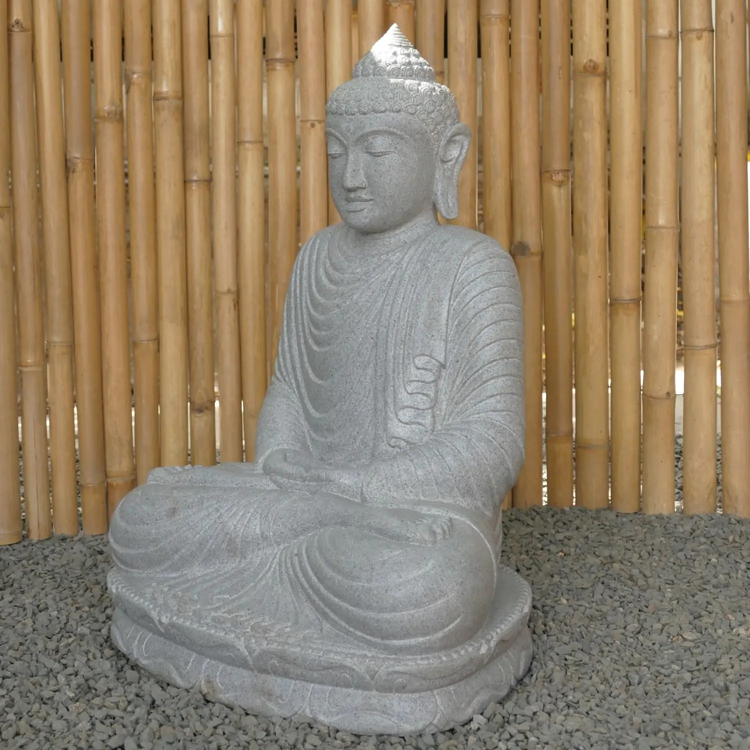  Product image 4 of the product “Seated Buddha made of Riverstone in Dhyana position - gesture of meditation, H. 80cm. ”