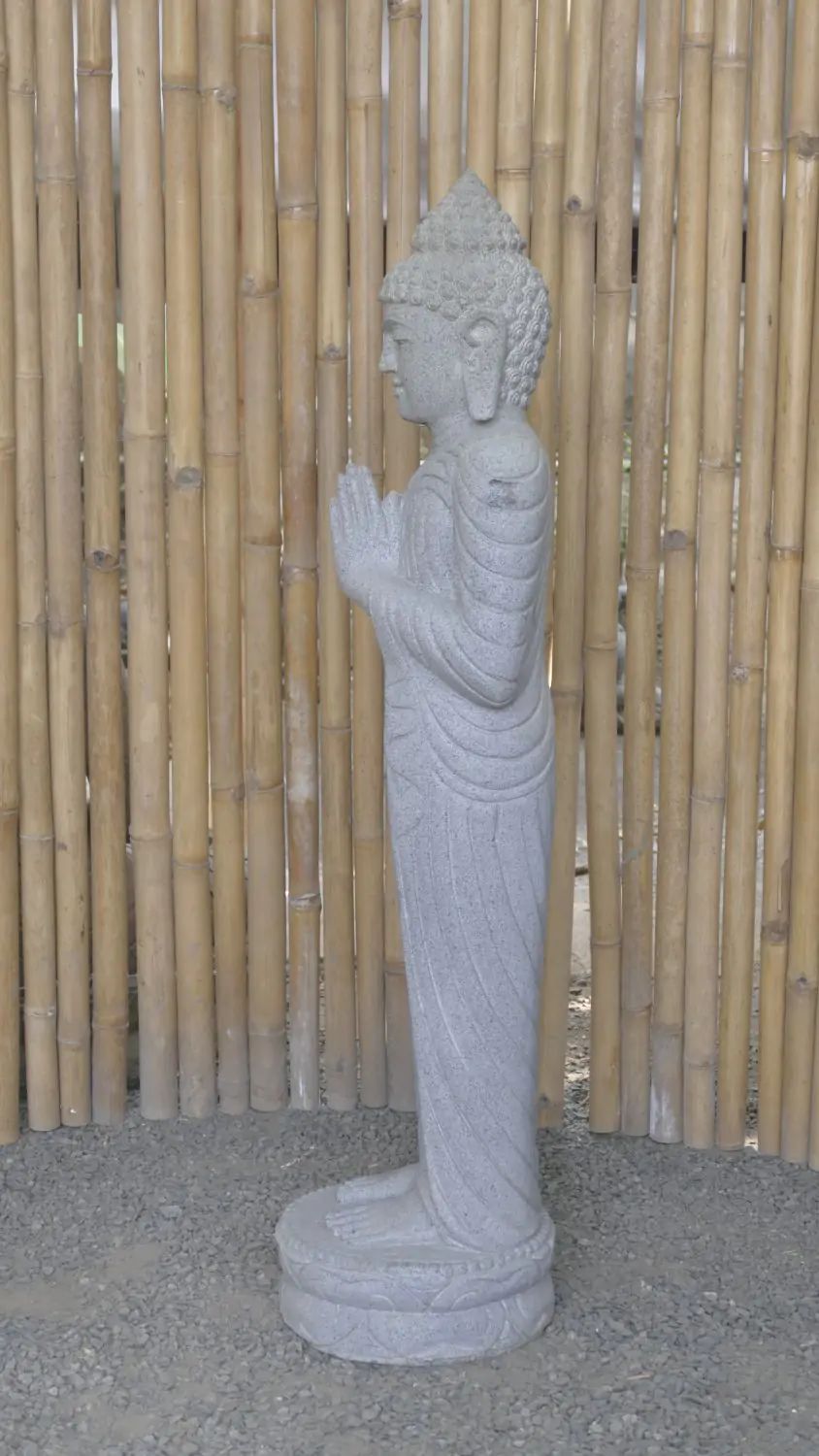  Product image 4 of the product “Standing Buddha made of Riverstone, position Namaskara , H. 120cm. ”