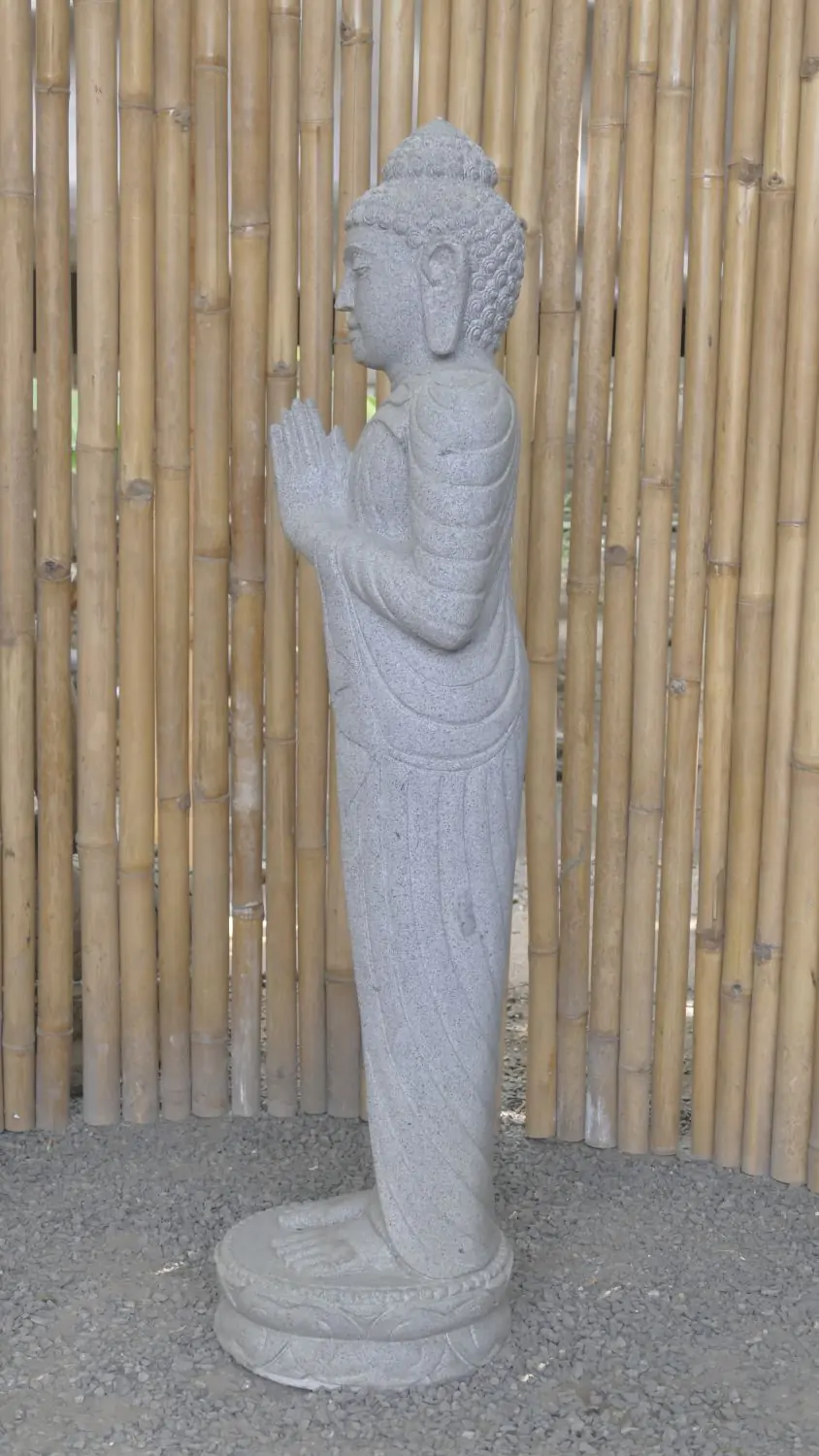  Product image 4 of the product “Standing Buddha made of Riverstone, position Namaskara , H. 125cm. ”