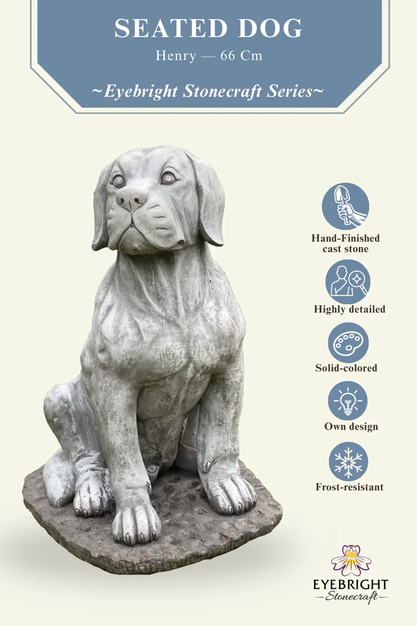  Product image 5 of the product “Henry - Dog, sitting 66cm H | cast stone ”