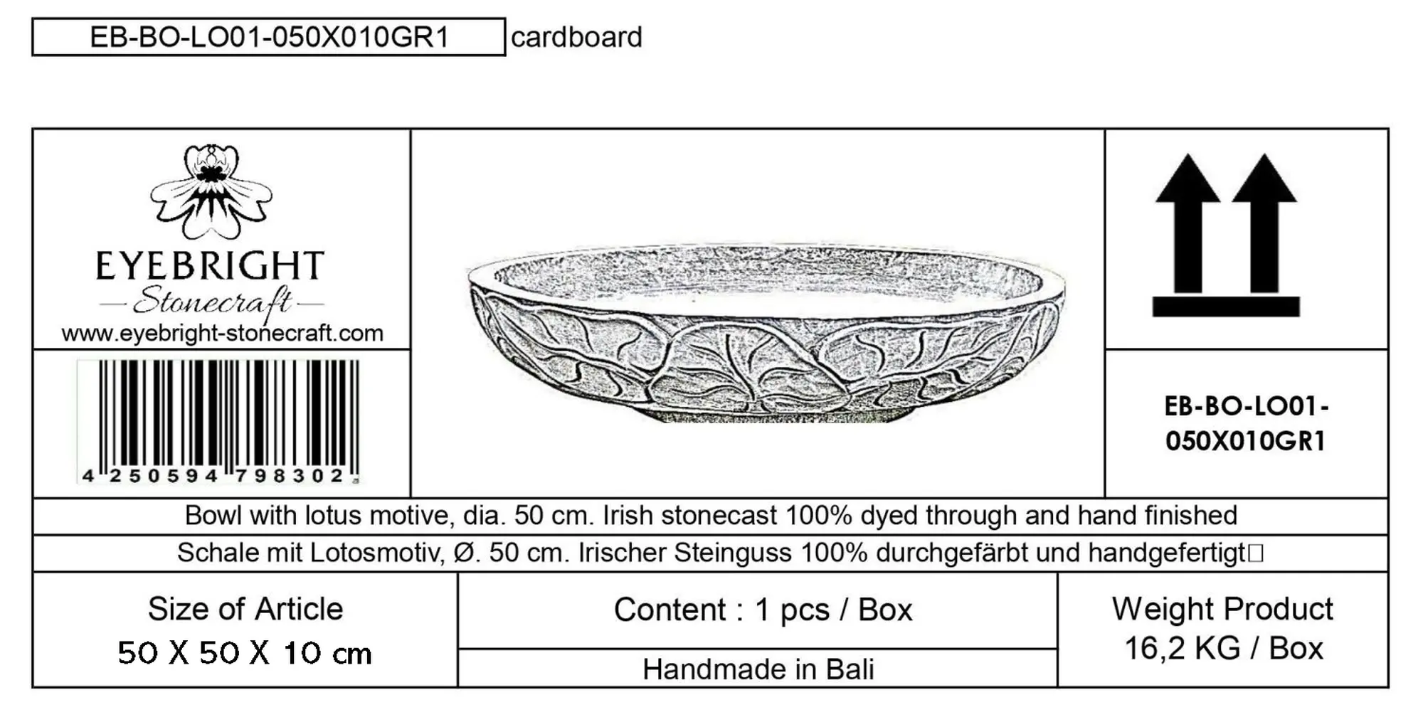  Product image 5 of the product “Makassar - Bowl with lotus motive, Ø 50 cm | cast stone ”
