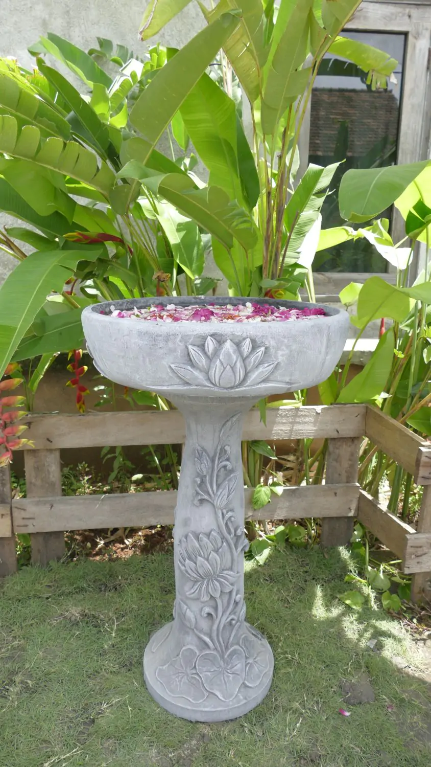  Product image 5 of the product “Bandung - Bowl with lotus motive, single flower, Ø 50 cm | cast stone ”