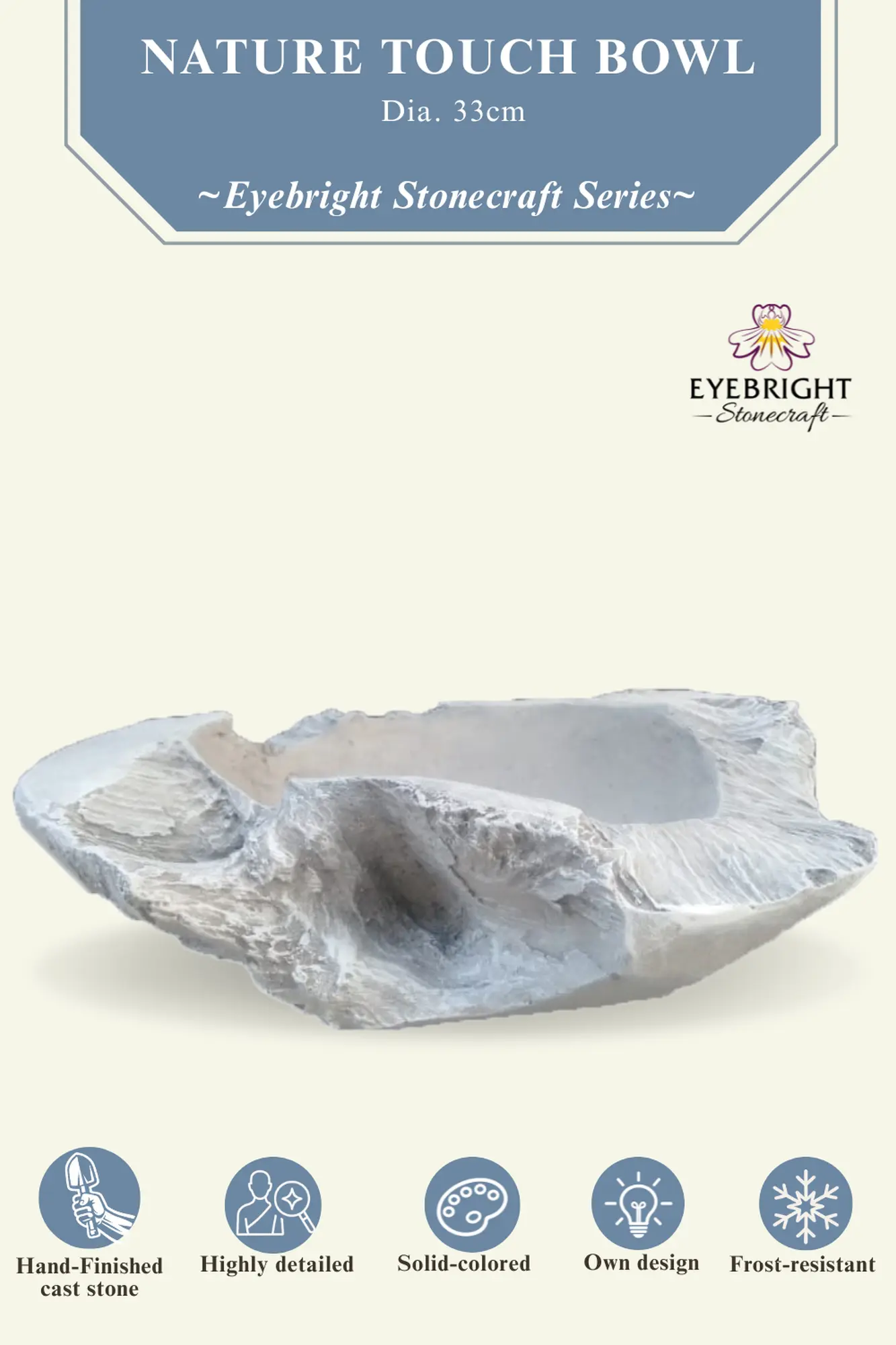 Product image 5 of the product “Nature's Touch cast stone bowl, 33 cm Length ”