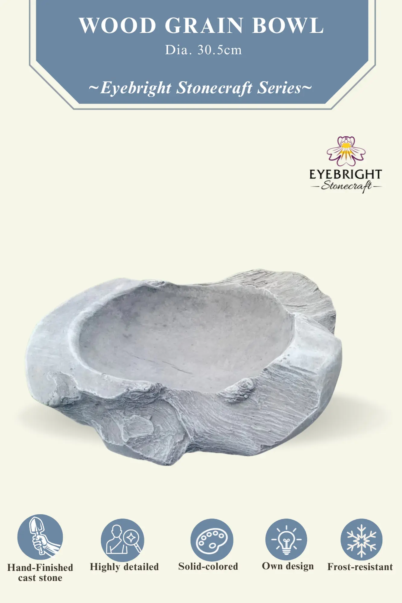  Product image 5 of the product “Stone bowl with wood grain, 30.5 cm Length | cast stone ”