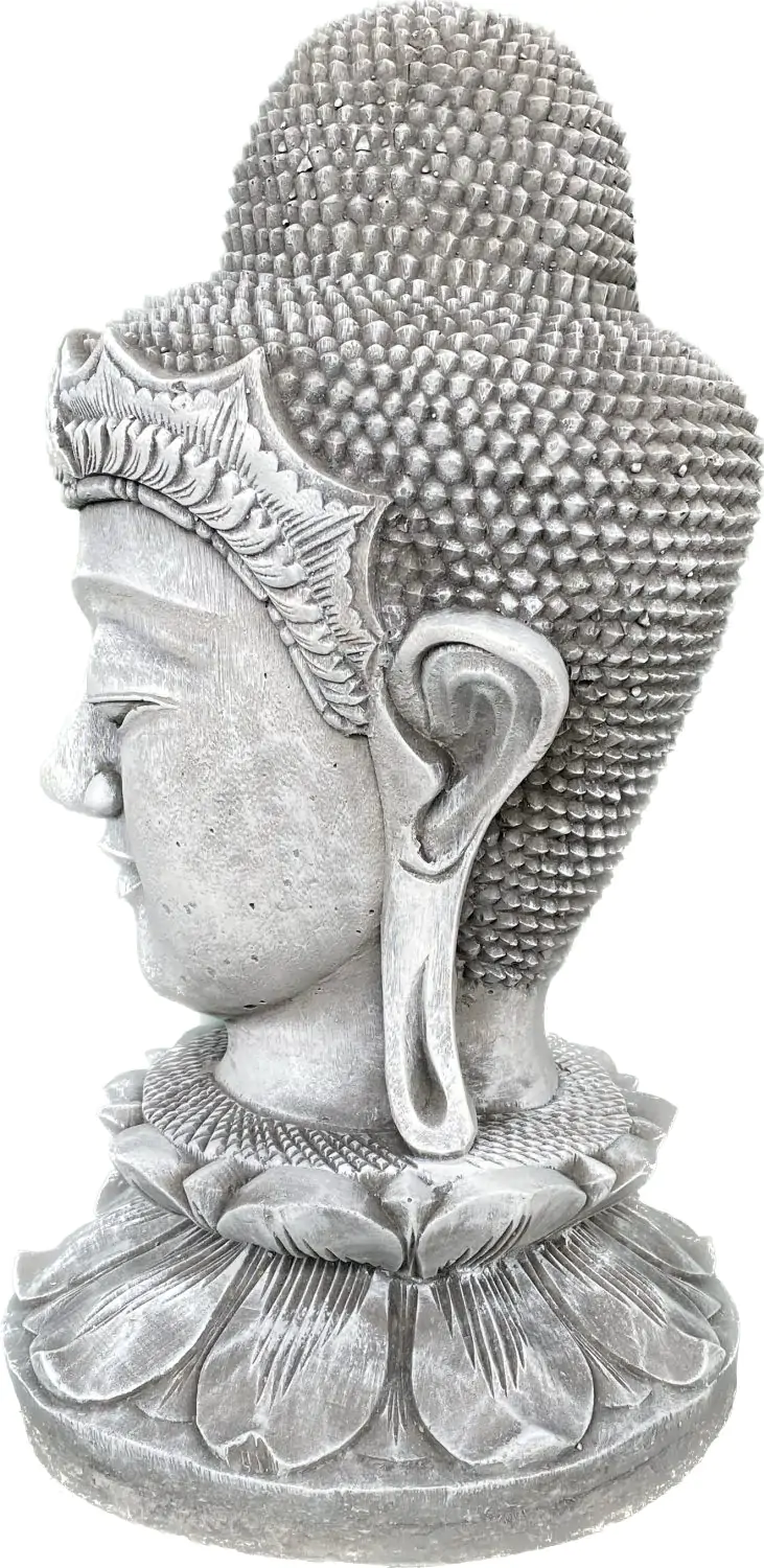  Product image 5 of the product “Champa - Buddha Head on Lotus bud, 51cm H | cast stone ”