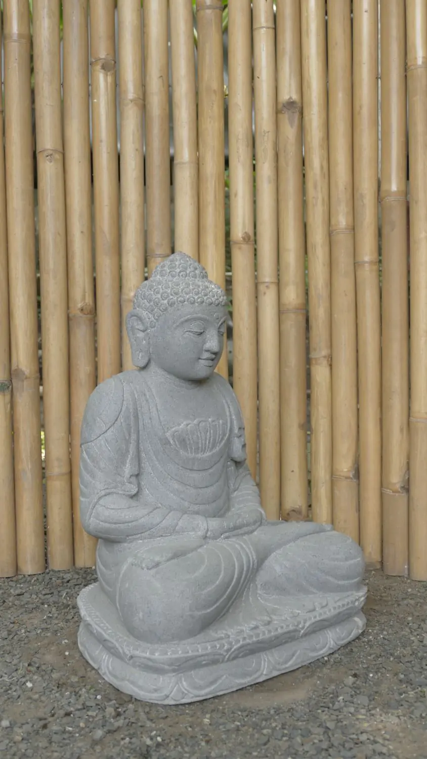  Product image 5 of the product “Seated Buddha made of Riverstone in Dhyana position - gesture of meditation, 59cm height, natural ”