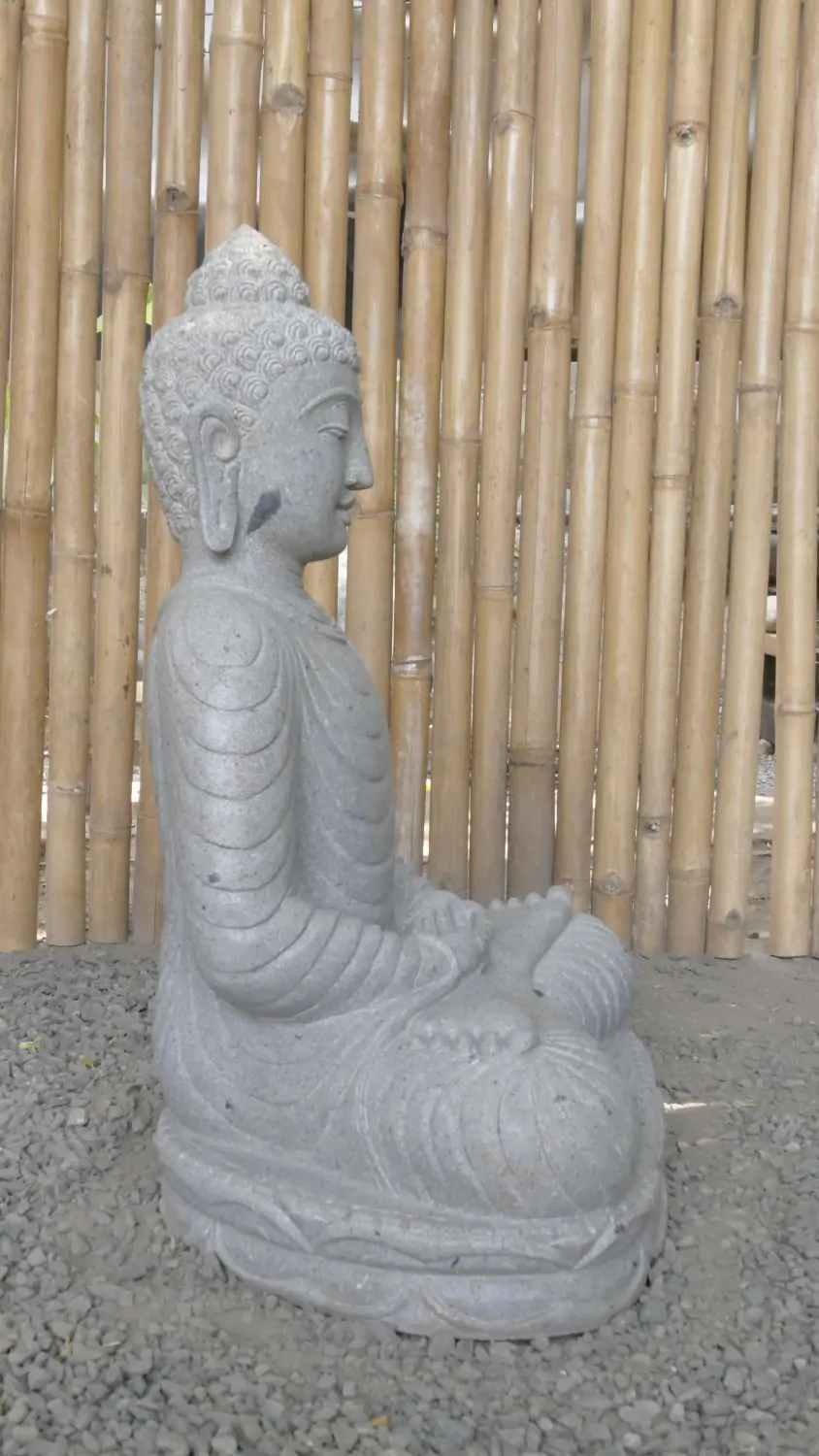  Product image 5 of the product “Seated Buddha made of Riverstone in Dhyana position - gesture of meditation, 62cm height, natural ”