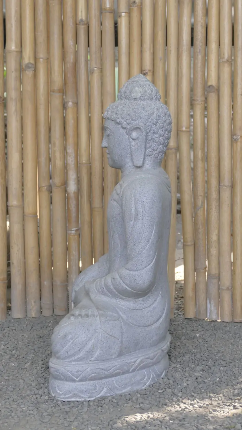  Product image 5 of the product “Seated Buddha made of Riverstone in Bhumisparsha - gesture of touching the earth. 83cm height. ”