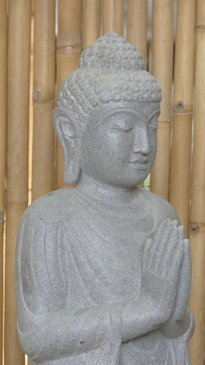  Product image 5 of the product “Standing Buddha made of Riverstone, position Namaskara , H. 118cm. ”
