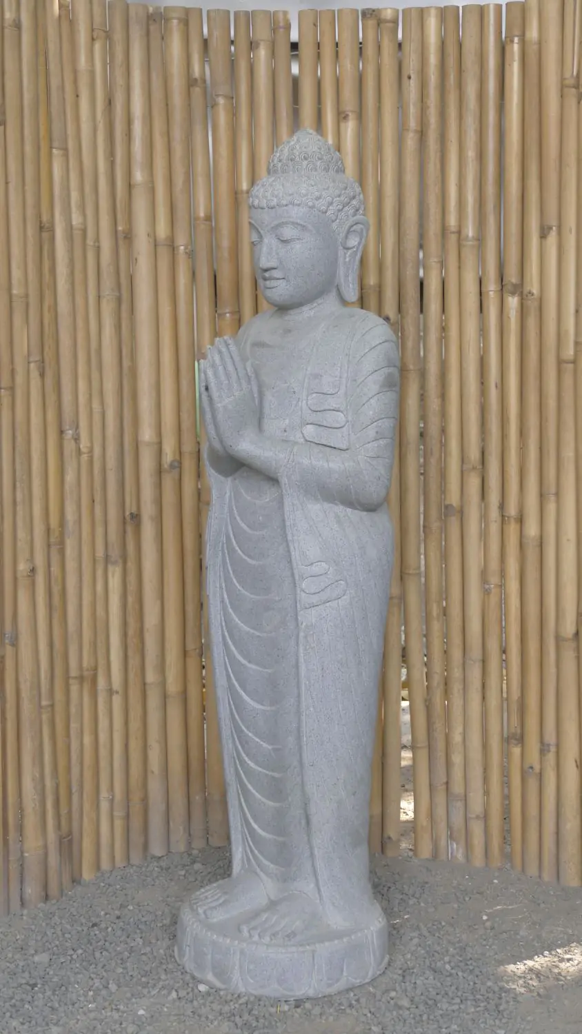  Product image 5 of the product “Standing Buddha made of Riverstone, position Namaskara , H. 150cm. ”