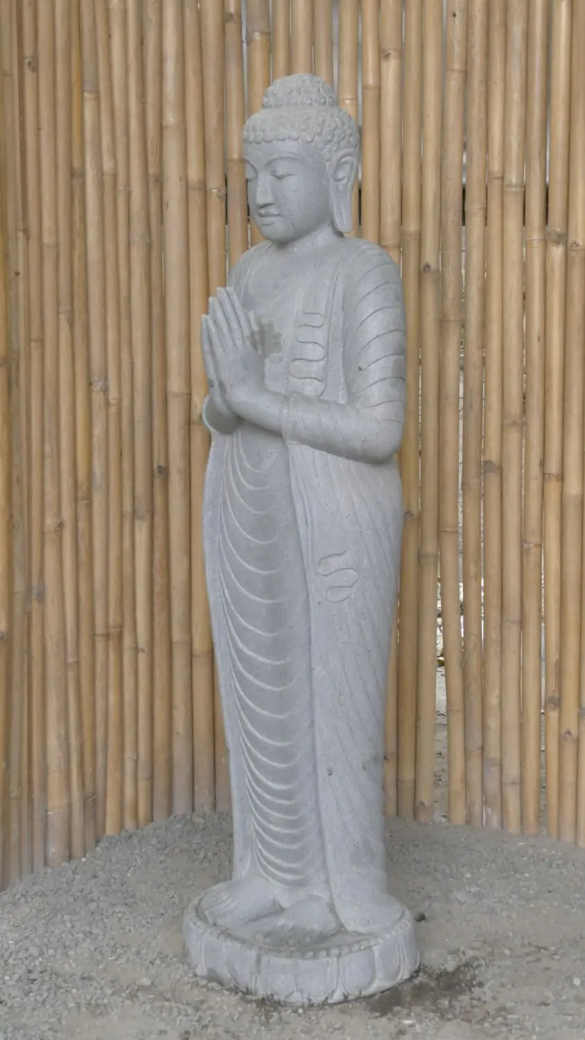  Product image 5 of the product “Standing Buddha made of Riverstone, position Namaskara , H. 150cm. ”