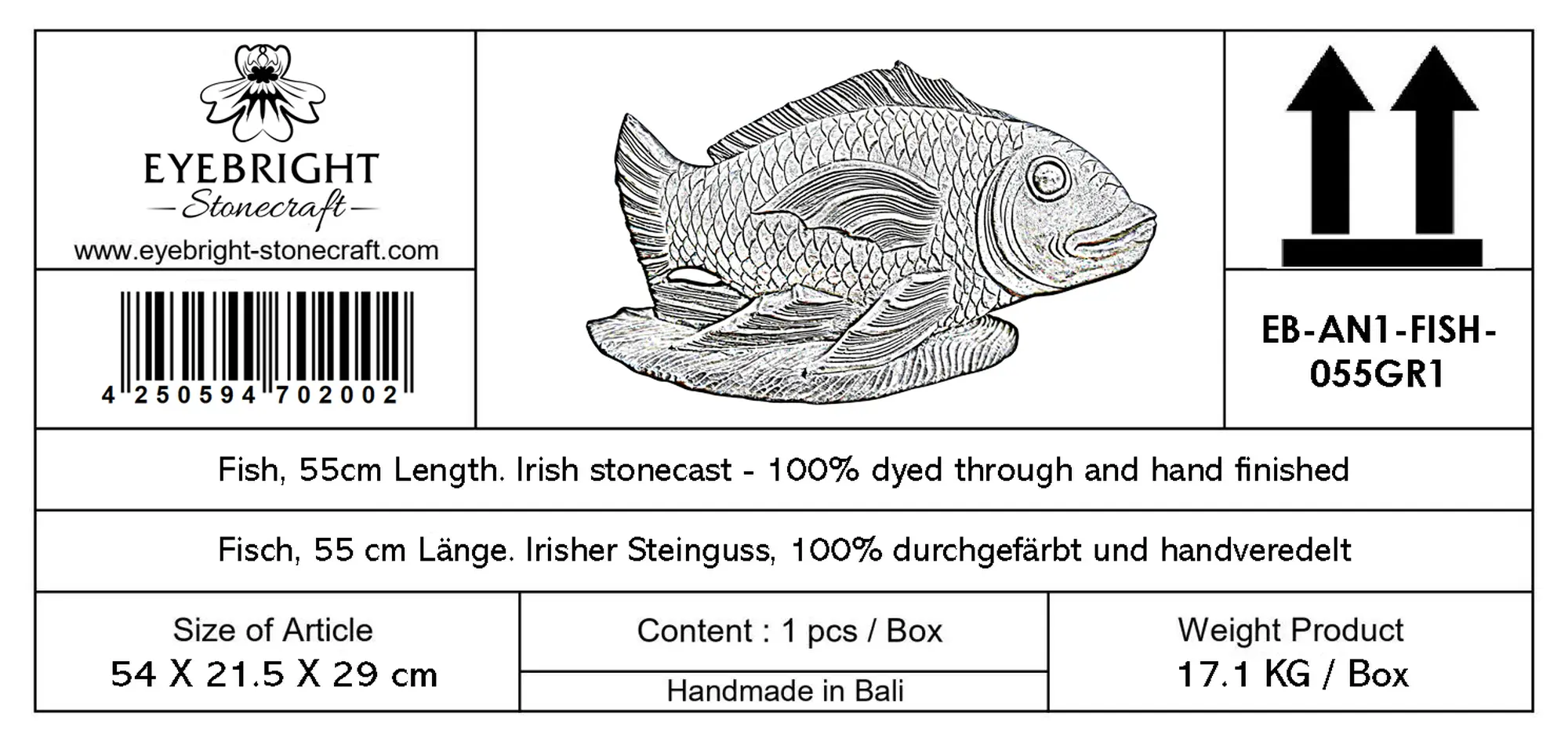  Product image 6 of the product “Fish, 55cm L | cast stone ”