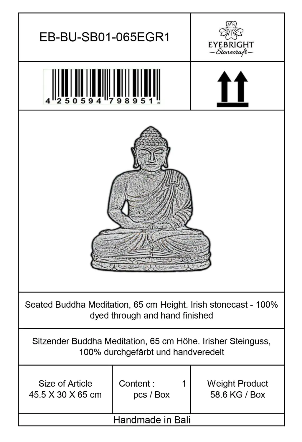  Product image 6 of the product “Ravi - Seated Buddha Meditation, 65cm - cast stone ”