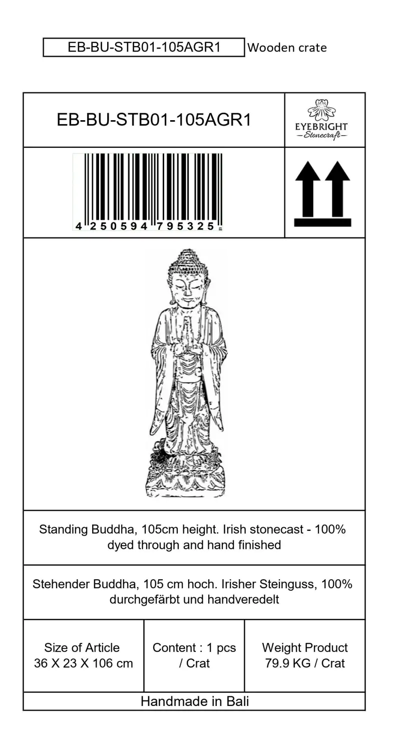  Product image 6 of the product “Jagan - Standing Buddha, 106cm H | cast stone ”
