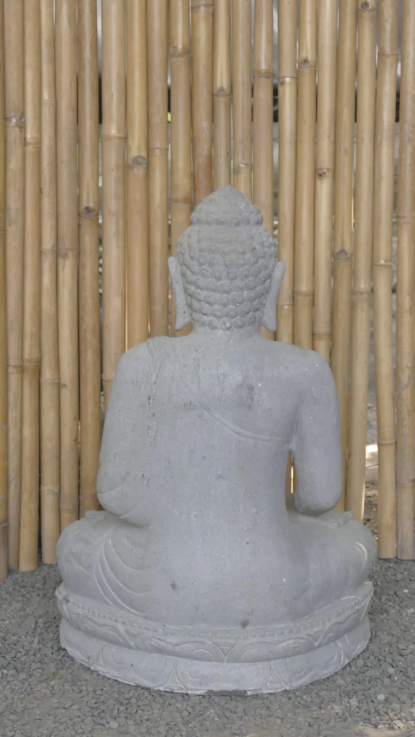  Product image 6 of the product “Seated Buddha made of Riverstone in Bhumisparsha - gesture of touching the earth. 83cm height. ”