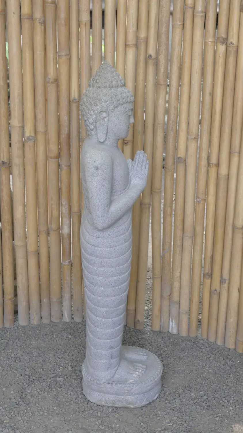  Product image 6 of the product “Standing Buddha made of Riverstone, position Namaskara , H. 120cm. ”
