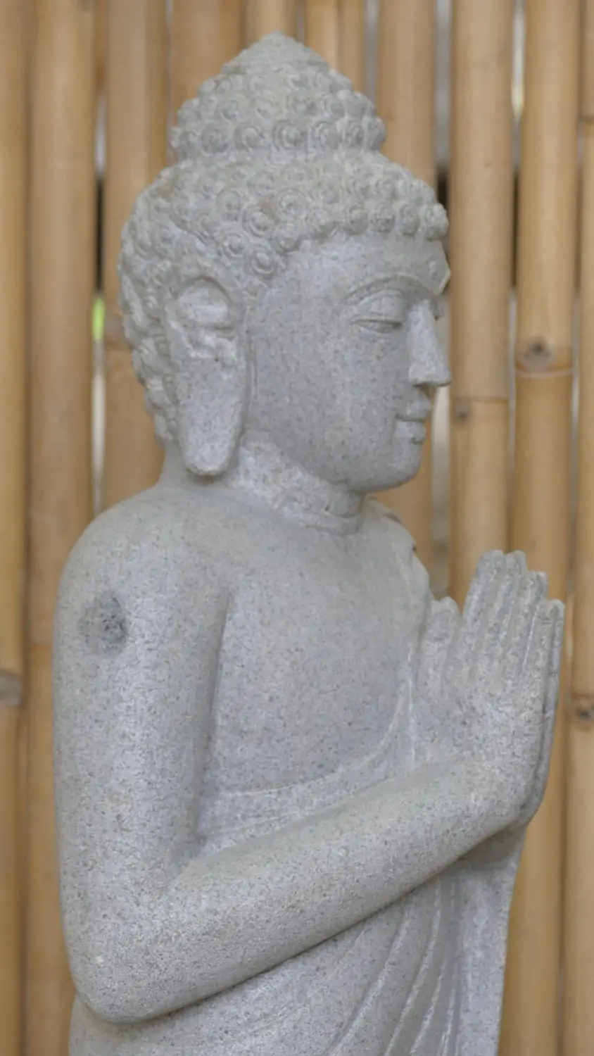  Product image 6 of the product “Standing Buddha made of Riverstone, position Namaskara , H. 125cm. ”
