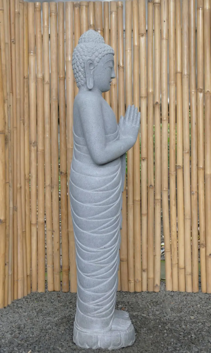  Product image 6 of the product “Standing Buddha made of Riverstone, position Namaskara , H. 149cm. ”