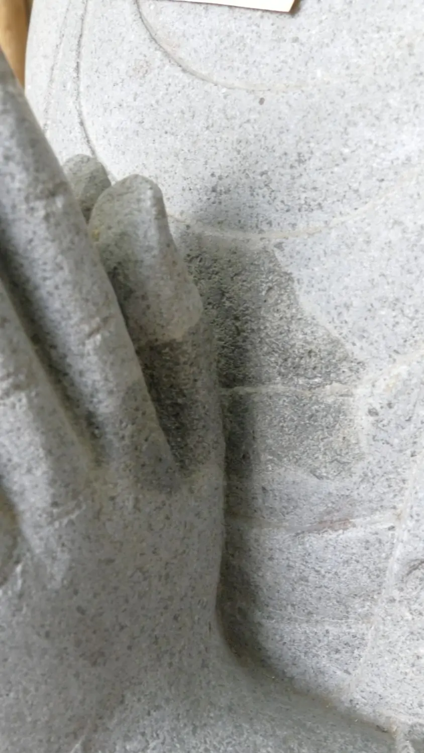  Product image 6 of the product “Standing Buddha made of Riverstone, position Namaskara , H. 150cm. ”
