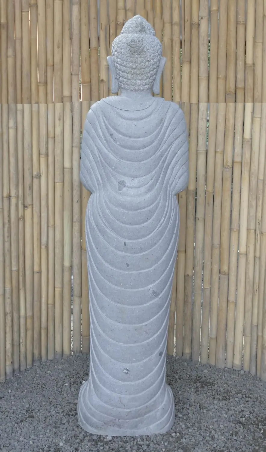  Product image 6 of the product “Standing Buddha made of Riverstone in Dharmachakra position - gesture of wheel of the teaching of Dharma. About 180cm height. ”