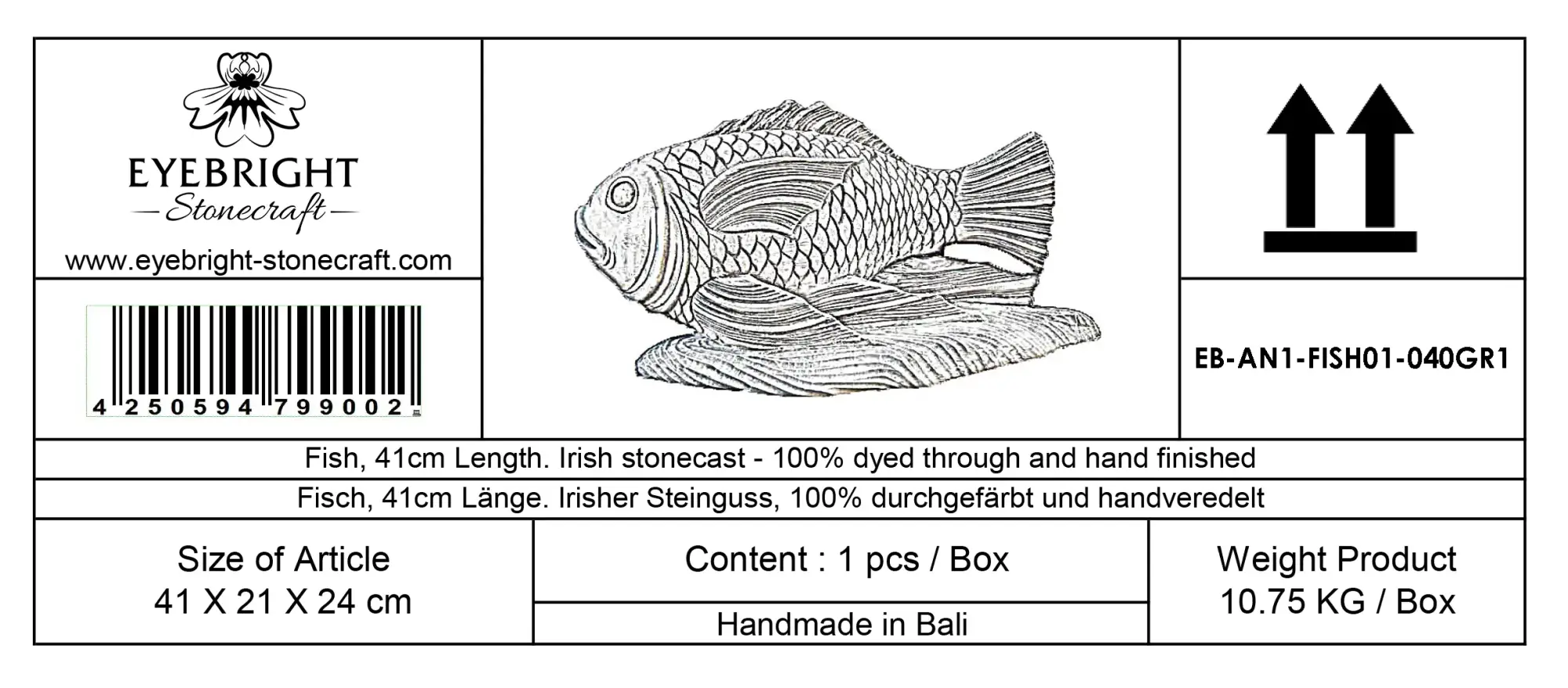  Product image 7 of the product “Dory - Fish, 41cm Length | cast stone ”