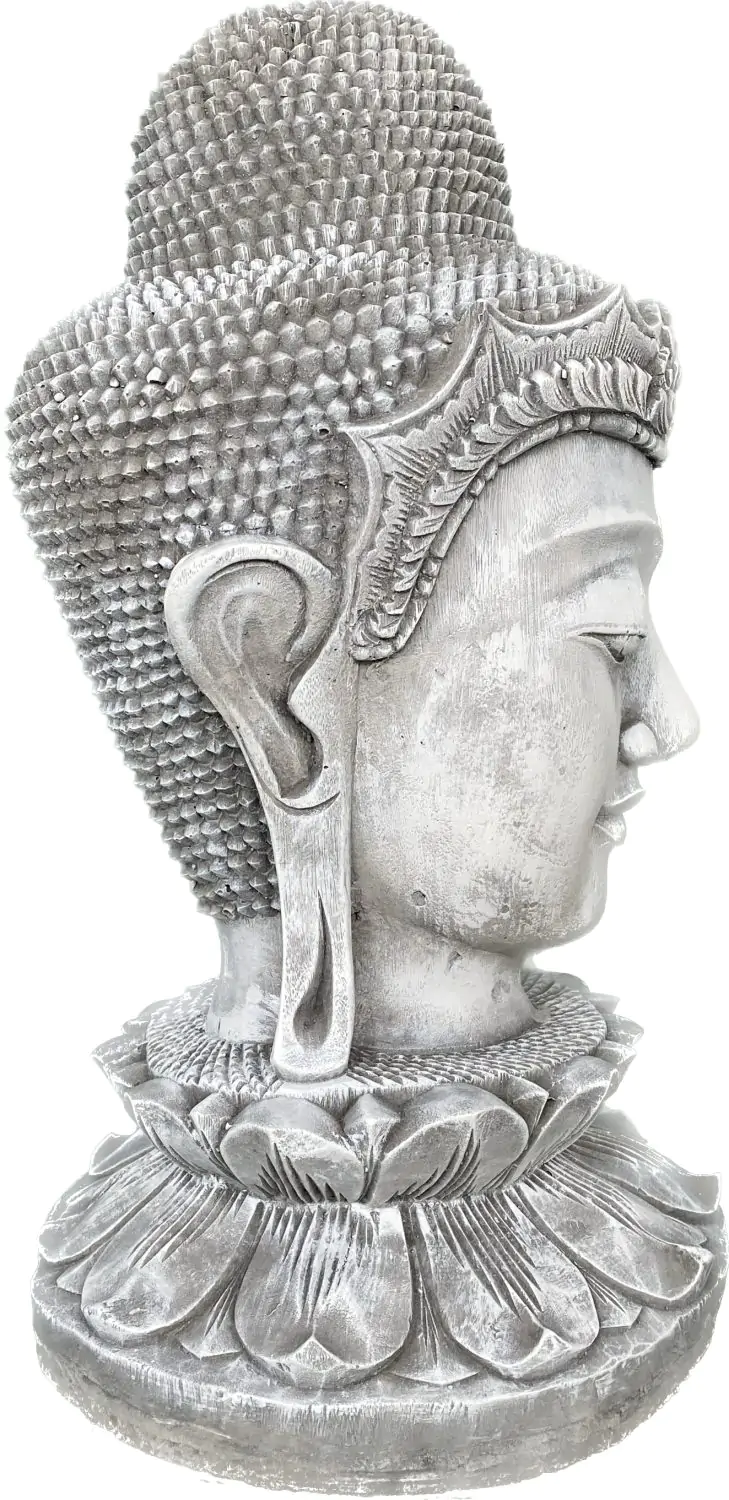  Product image 7 of the product “Champa - Buddha Head on Lotus bud, 51cm H | cast stone ”